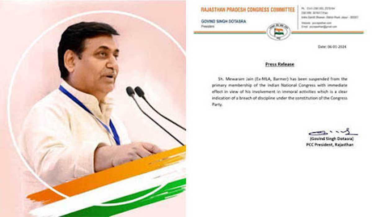 कांग्रेस ने मेवाराम जैन को प्राथमिक सदस्यता से किया निलंबित